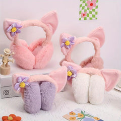 Warm Cartoon Earmuffs Female Foldable Plush Cold Proof Ear Protector