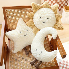 Sun Plush Pillow & Stuffed Star & Moon Toy Set