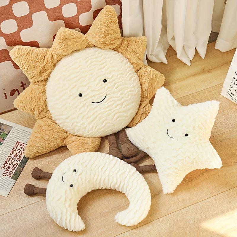 Sun Plush Pillow & Stuffed Star & Moon Toy Set