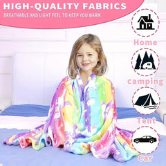 Unicorn Glow-In-The-Dark Blanket for Girls Birthday
