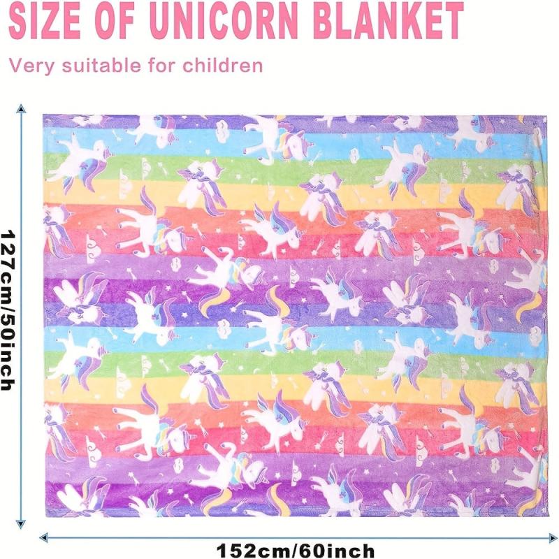 Unicorn Glow-In-The-Dark Blanket for Girls Birthday
