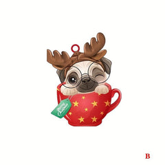 Christmas Pug Car Rearview Mirror Decoration