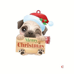 Christmas Pug Car Rearview Mirror Decoration