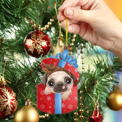 Christmas Pug Car Rearview Mirror Decoration