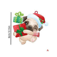 Christmas Pug Car Rearview Mirror Decoration