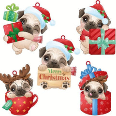 Christmas Pug Car Rearview Mirror Decoration