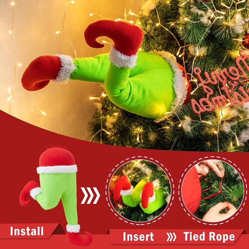 Green Monster Leg Stuffed Christmas Ornament Home Decoration Halloween Decor