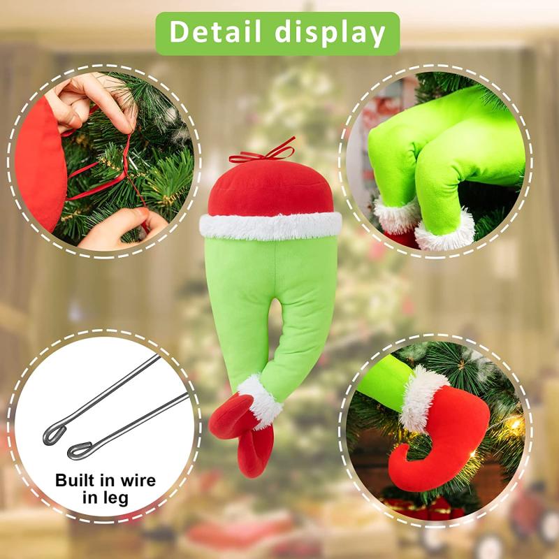 Green Monster Leg Stuffed Christmas Ornament Home Decoration Halloween Decor