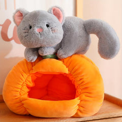 Dog Cat Podgy Pumpkin House Plush Halloween Playset