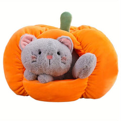Dog Cat Podgy Pumpkin House Plush Halloween Playset