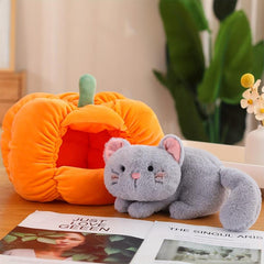 Dog Cat Podgy Pumpkin House Plush Halloween Playset