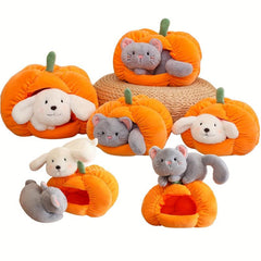 Dog Cat Podgy Pumpkin House Plush Halloween Playset