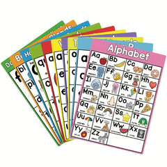 10Pcs Phonics English Words A4 Posters Alphabet Homeschool Supplies