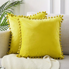 Velvet Throw Pillow Covers with Tassels Soft Square Pillow Case for Home Decor
