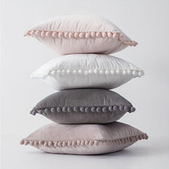 Velvet Throw Pillow Covers with Tassels Soft Square Pillow Case for Home Decor
