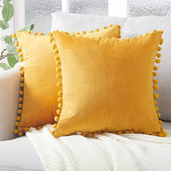 Velvet Throw Pillow Covers with Tassels Soft Square Pillow Case for Home Decor