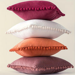 Velvet Throw Pillow Covers with Tassels Soft Square Pillow Case for Home Decor