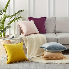 Velvet Throw Pillow Covers with Tassels Soft Square Pillow Case for Home Decor