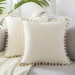 Velvet Throw Pillow Covers with Tassels Soft Square Pillow Case for Home Decor