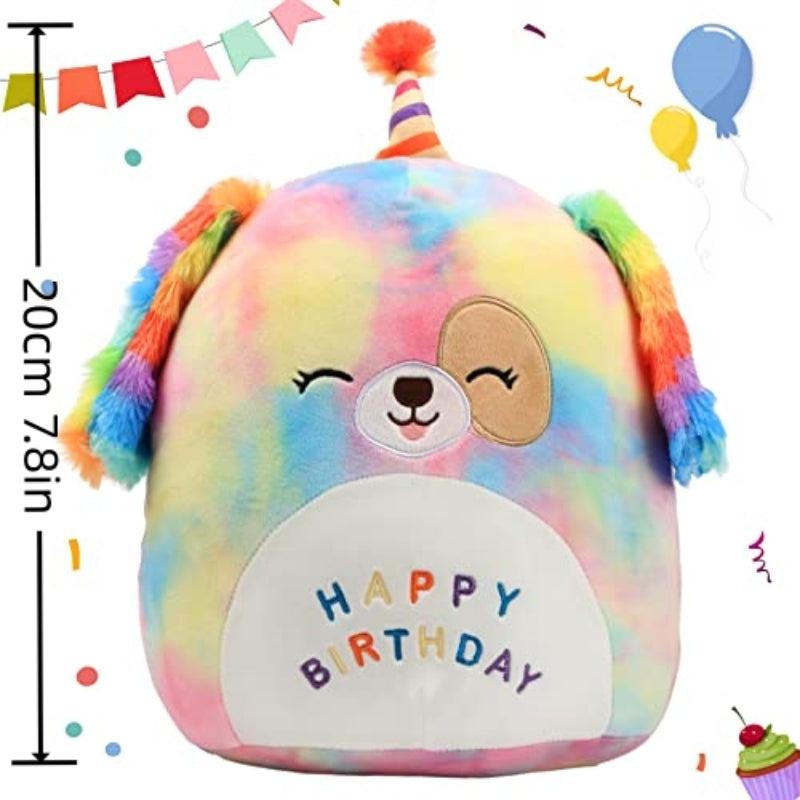 Rainbow Birthday Dog Plush Pillow Soft Puppy Plush Toy Dog