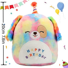Rainbow Birthday Dog Plush Pillow Soft Puppy Plush Toy Dog