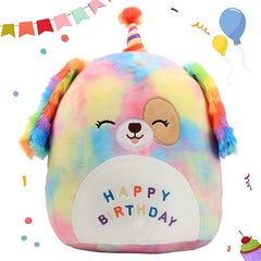 Rainbow Birthday Dog Plush Pillow Soft Puppy Plush Toy Dog