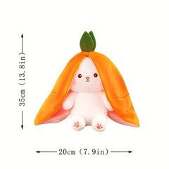 Reversible Carrot Strawberry Bunny Plush Doll Soft Rabbit Toy