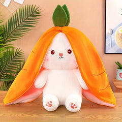Reversible Carrot Strawberry Bunny Plush Doll Soft Rabbit Toy