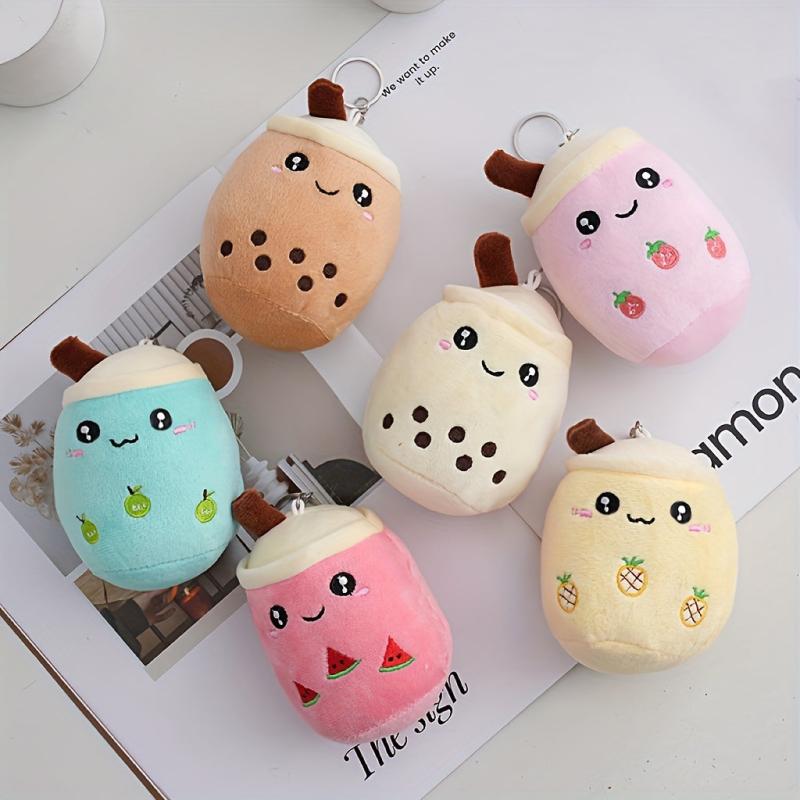 Pearl Milk Tea Keychain Plush Pendant Bag Ornament Birthday Gift