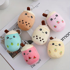 Pearl Milk Tea Keychain Plush Pendant Bag Ornament Birthday Gift