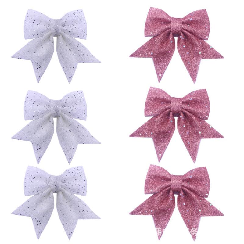 2 Sets Christmas Bows Pearl Cotton Gold Bows Tree Decorations