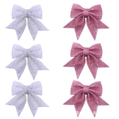 2 Sets Christmas Bows Pearl Cotton Gold Bows Tree Decorations