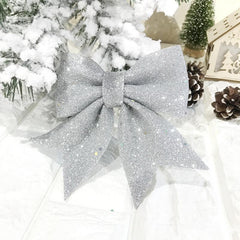 2 Sets Christmas Bows Pearl Cotton Gold Bows Tree Decorations