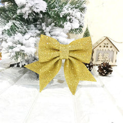 2 Sets Christmas Bows Pearl Cotton Gold Bows Tree Decorations