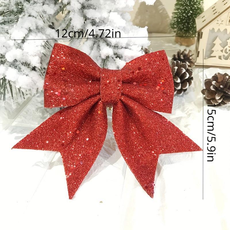 2 Sets Christmas Bows Pearl Cotton Gold Bows Tree Decorations
