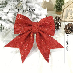 2 Sets Christmas Bows Pearl Cotton Gold Bows Tree Decorations