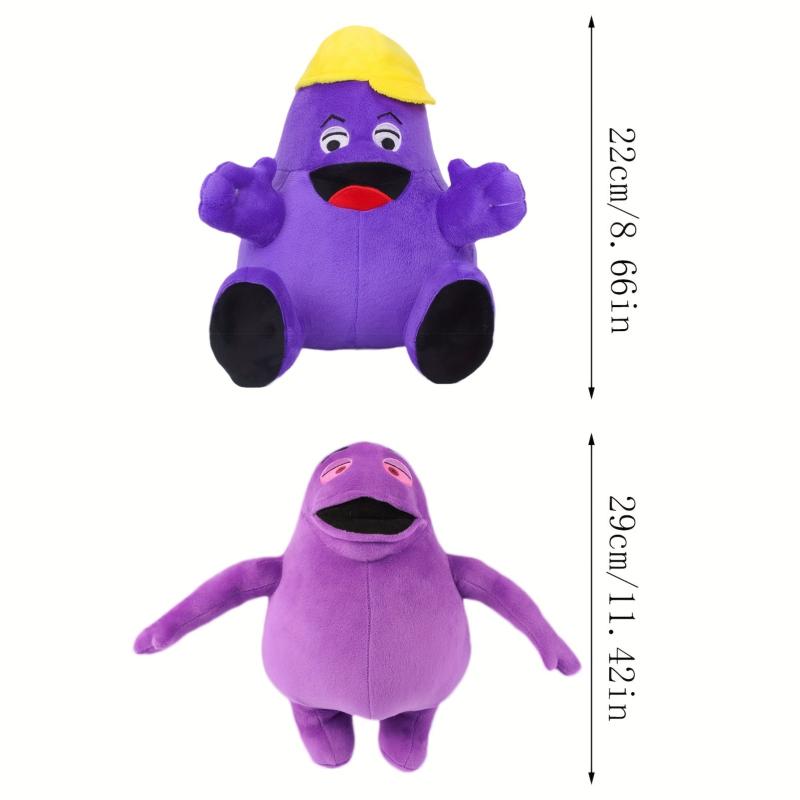 Grimace Shake Plush & Yellow Hat Plush Food Character Doll Kids Decor