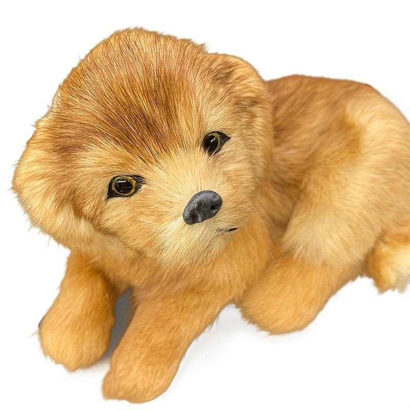 Dog Model Ornaments Real Fur Golden Retriever Home Craft Decorations