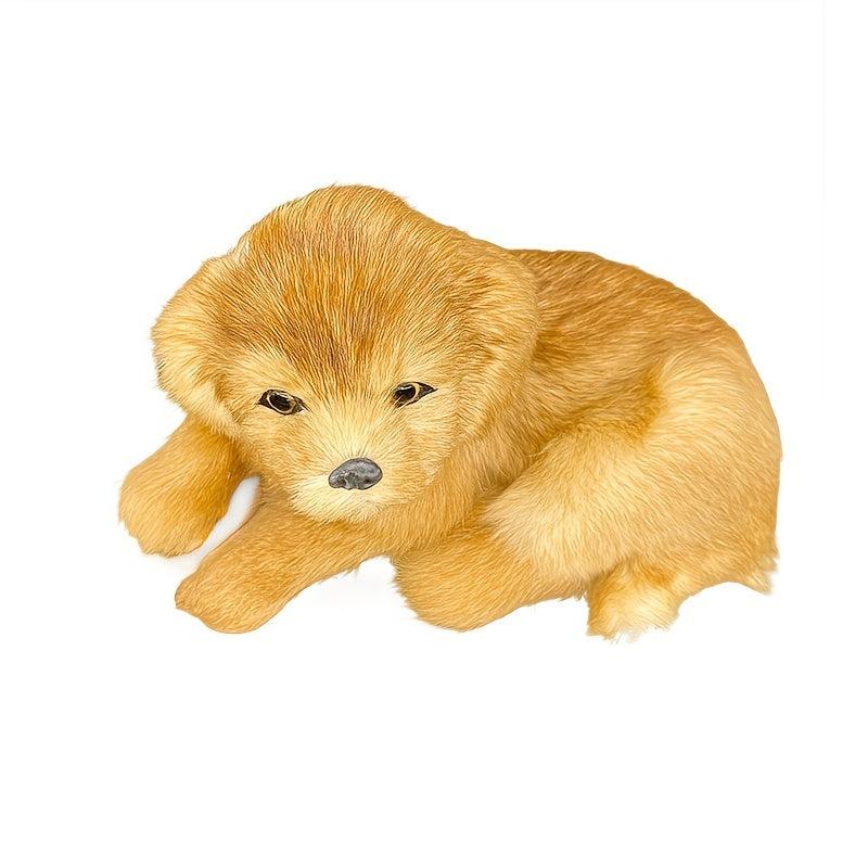 Dog Model Ornaments Real Fur Golden Retriever Home Craft Decorations