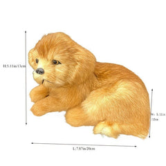 Dog Model Ornaments Real Fur Golden Retriever Home Craft Decorations