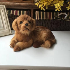 Dog Model Ornaments Real Fur Golden Retriever Home Craft Decorations