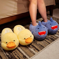 Women's Yellow Duck Plush Slippers Warm Cozy Home Novelty Slippers