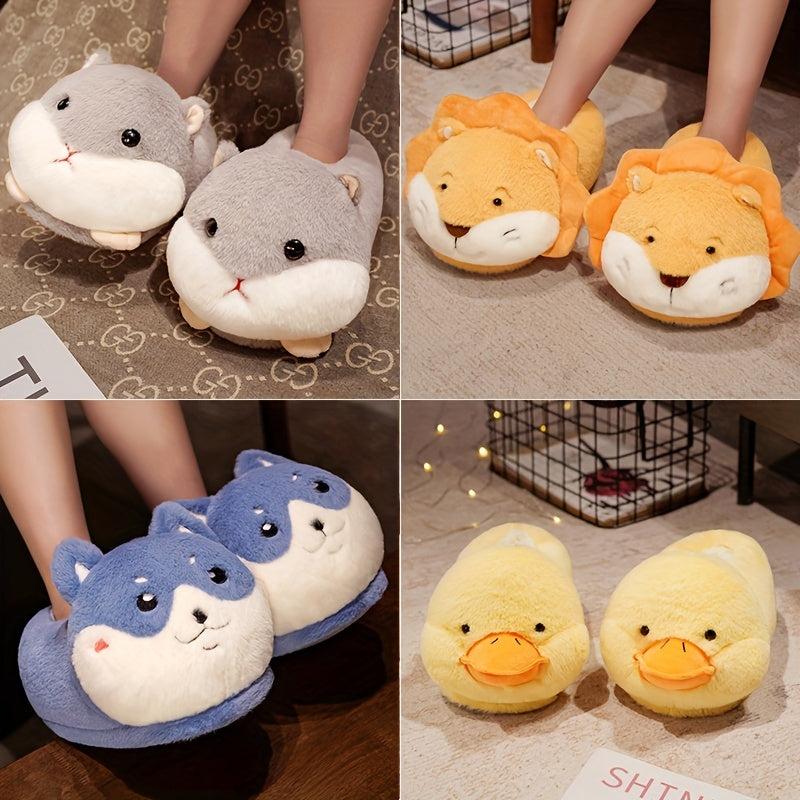 Women's Yellow Duck Plush Slippers Warm Cozy Home Novelty Slippers