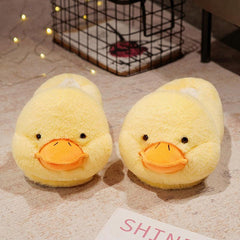 Women's Yellow Duck Plush Slippers Warm Cozy Home Novelty Slippers