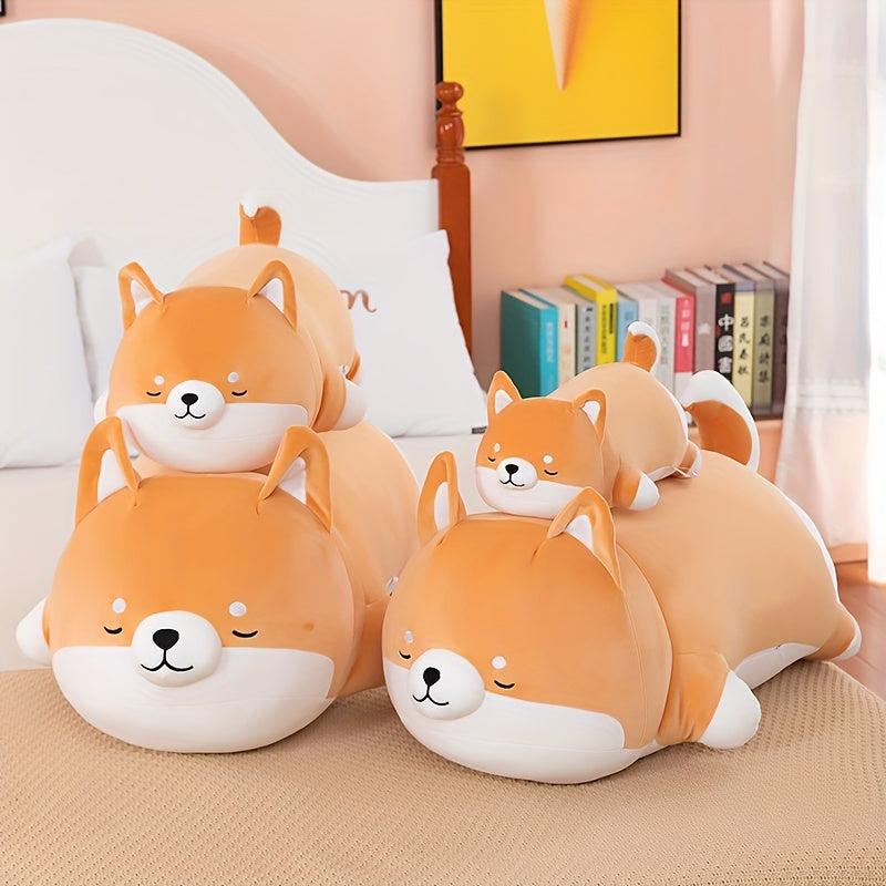 Shiba Inu Pillow Plush Toy 2 Sizes 13.8in 21.7in Compression Bag Packaging