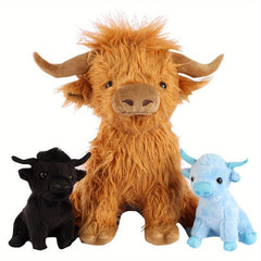 Highland Cow Plush with 2 Baby Plush - Stuffed Animals Gift