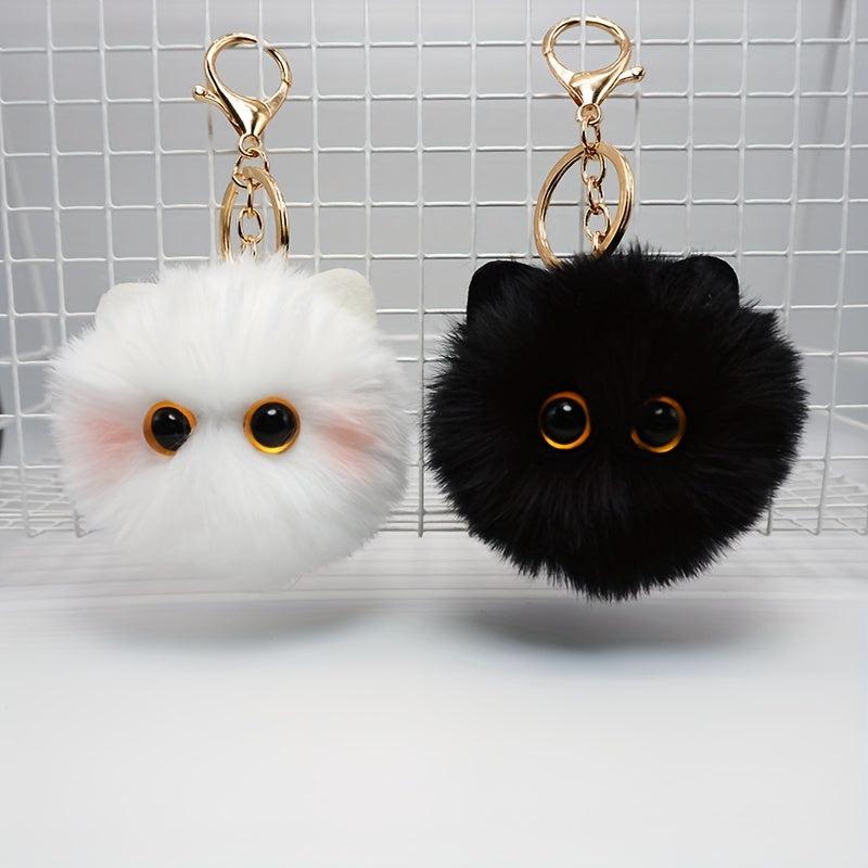 Pink Blusher Cat Ball Plush Doll Key Chain Pendant
