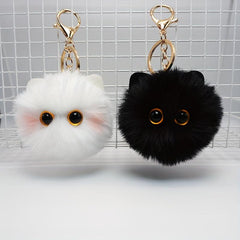 Pink Blusher Cat Ball Plush Doll Key Chain Pendant