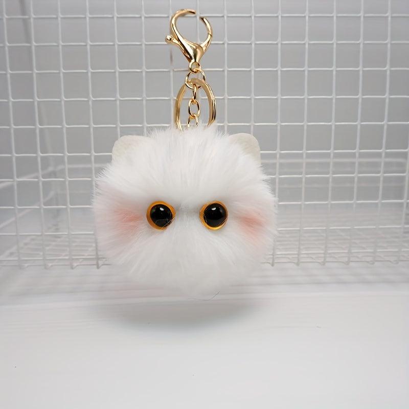 Pink Blusher Cat Ball Plush Doll Key Chain Pendant