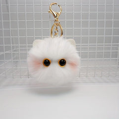 Pink Blusher Cat Ball Plush Doll Key Chain Pendant